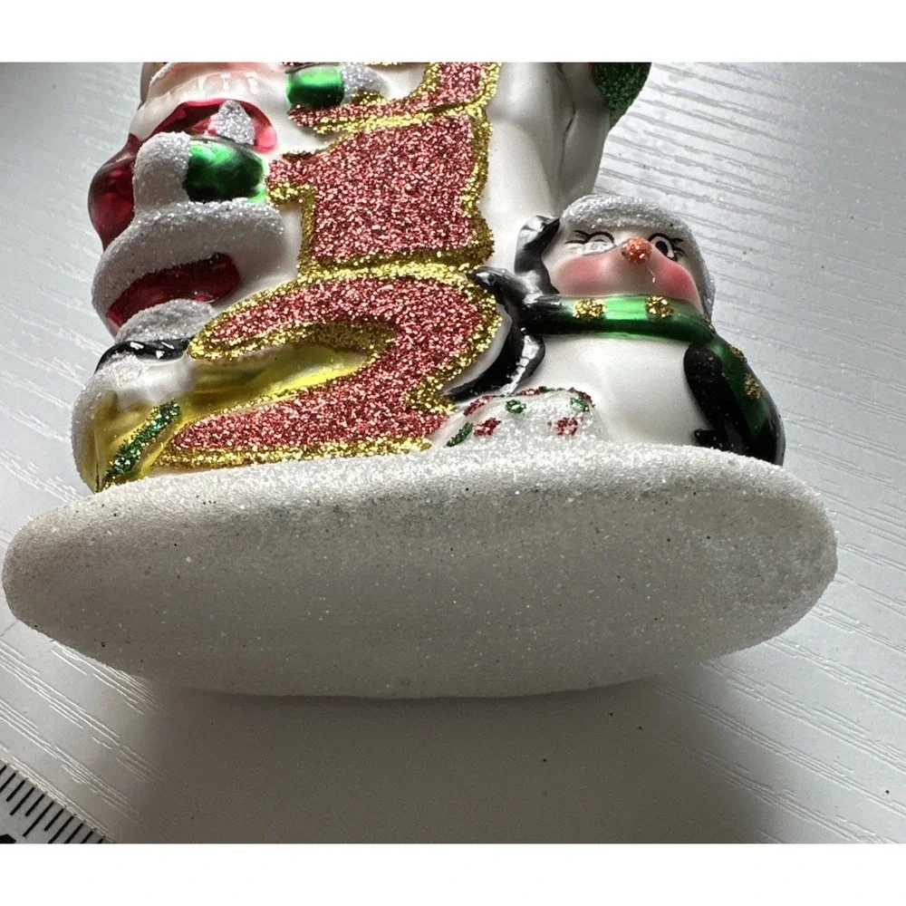Christopher Radko Hand Blown Glass 2012 Santa Snowman Christmas Ornament